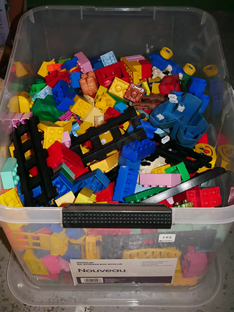 plastic tub of Duplo blocks Image 1++