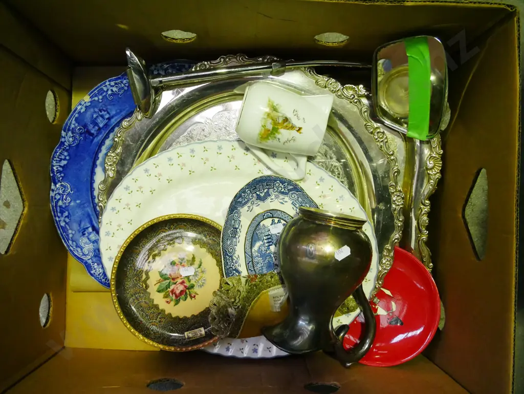 box; plated tray, ashets, jug etc Image 1++