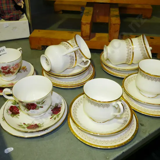 2x Queen Anne trios, 6x royal Albert Burlington trios
