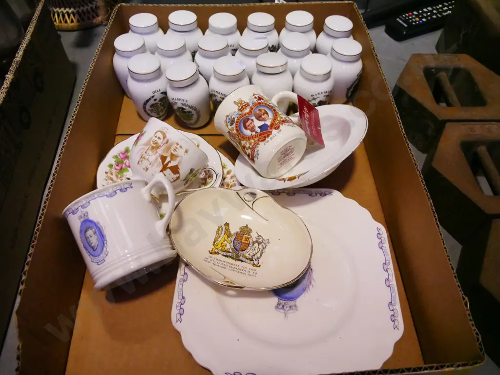 ceramic named herb canisters, royal cups, plates, bowls, trios Image 1++