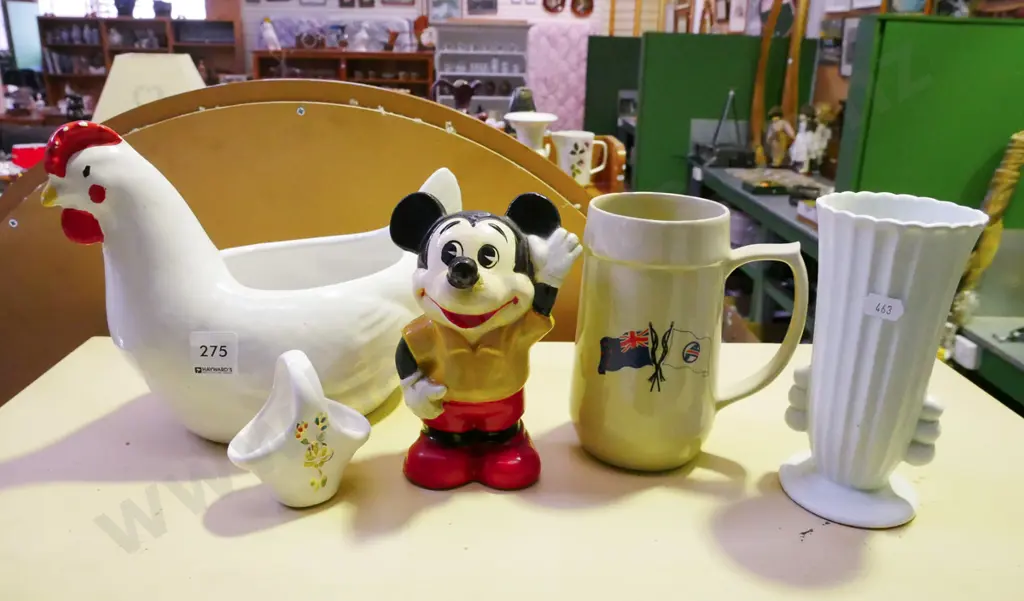 vase, small basket, Mickey Mouse figurine, beer stein etc Image 1++