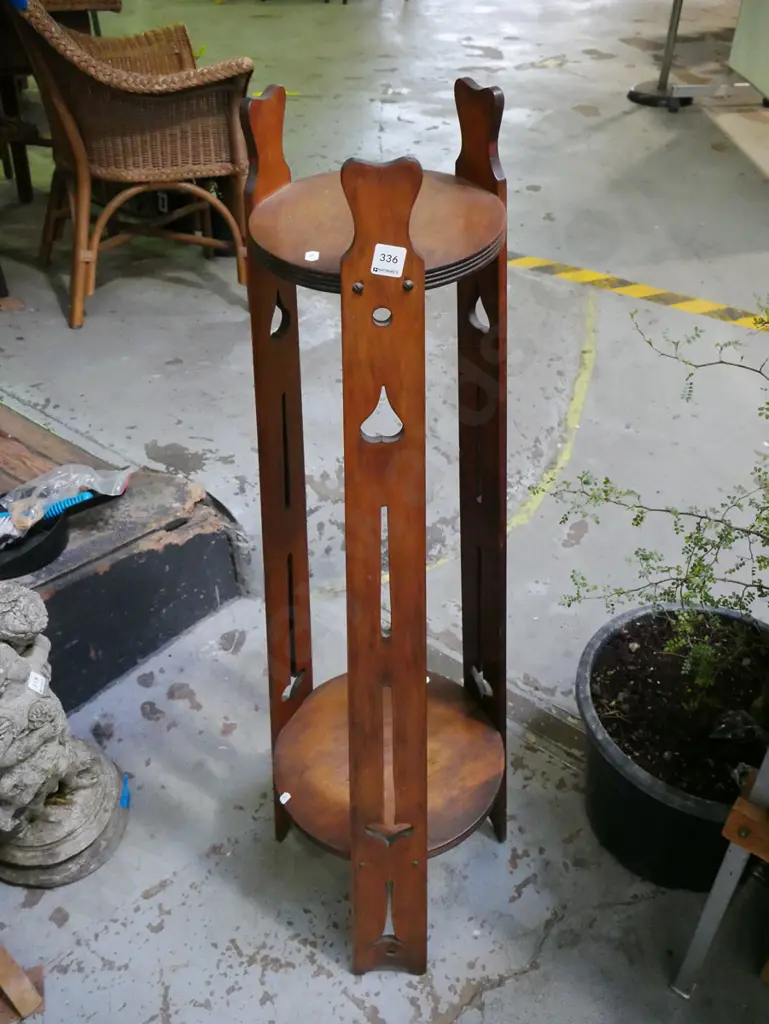 wooden Edwardian 2 tier jardiniere stand H-1210 Image 1++