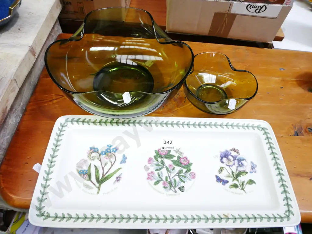 2x retro glass bowls, Portmeirion sandwich plate Image 1++