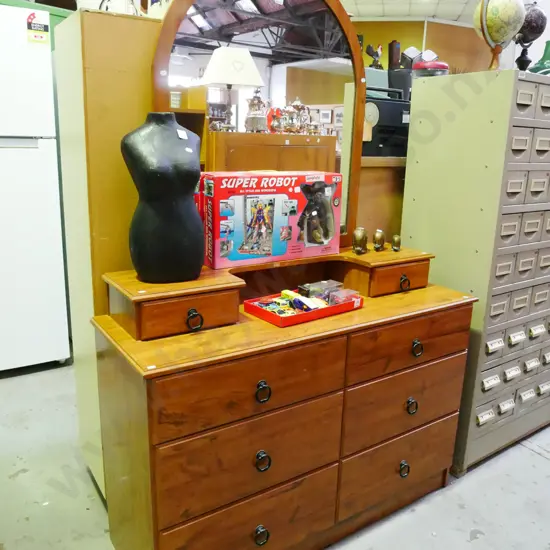mdf faux wood veneer 8 drawer dresser H-1700 W-1140 D-400