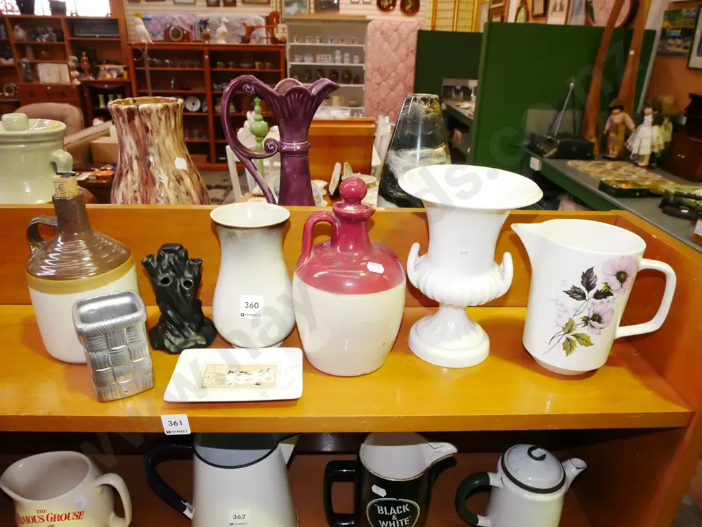 shelf; jugs, vases, hat pin stands, tray etc Image 1++