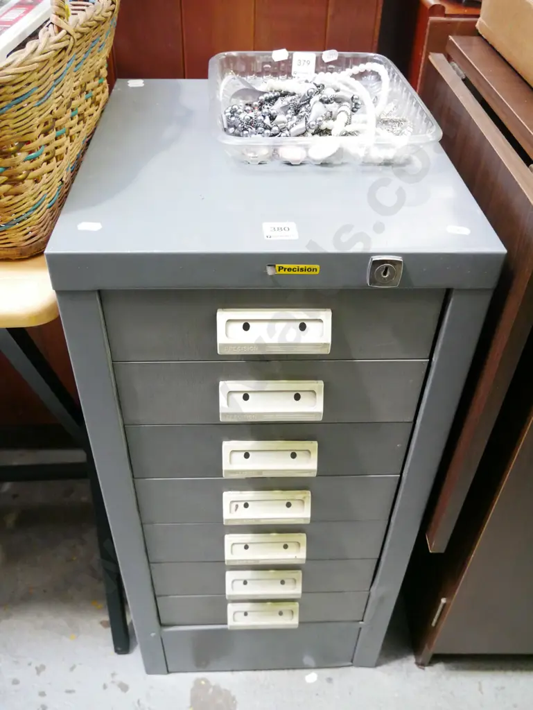 small Precision 7 drawer filing cabinet - no key H-710 W-330 D-380 Image 1++