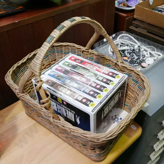 cane basket, Avengers DVD set