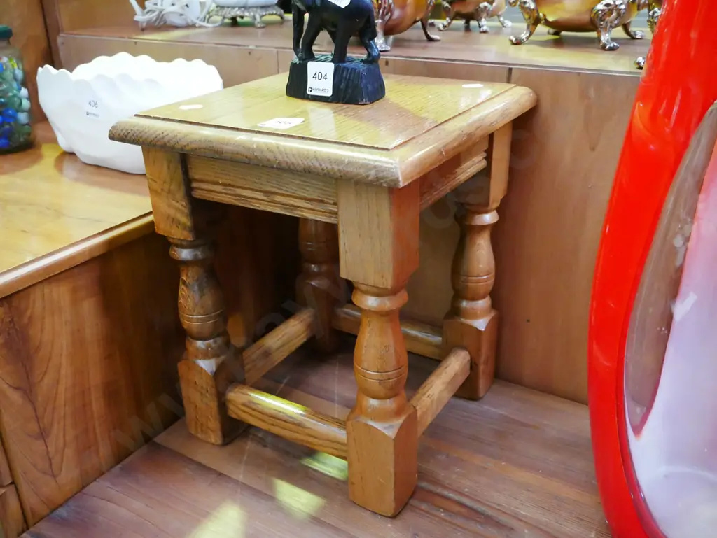 small solid oak stool H-300 W-260 D-260 Image 1++