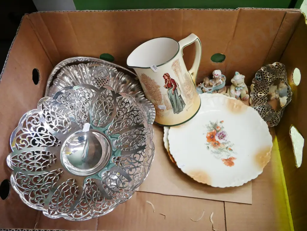 box; Royal Doulton Juliet jug, floral plates, plated ware Image 1++