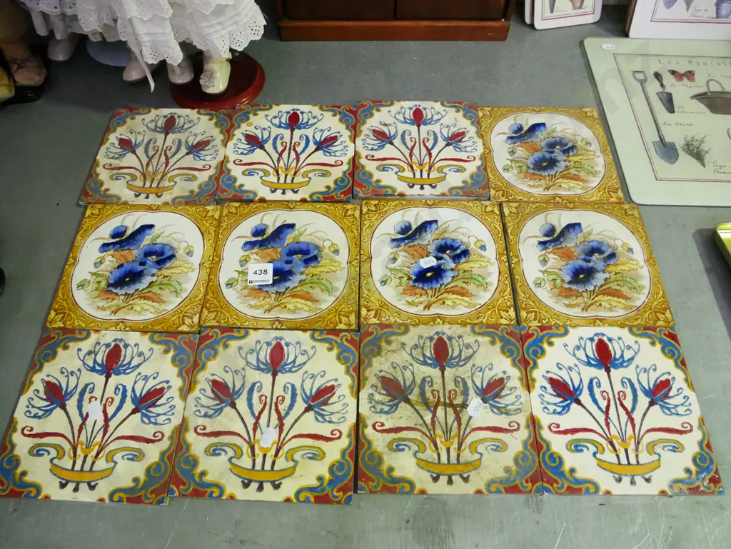 12x ceramic tiles from a cast iron fire surround Image 1++