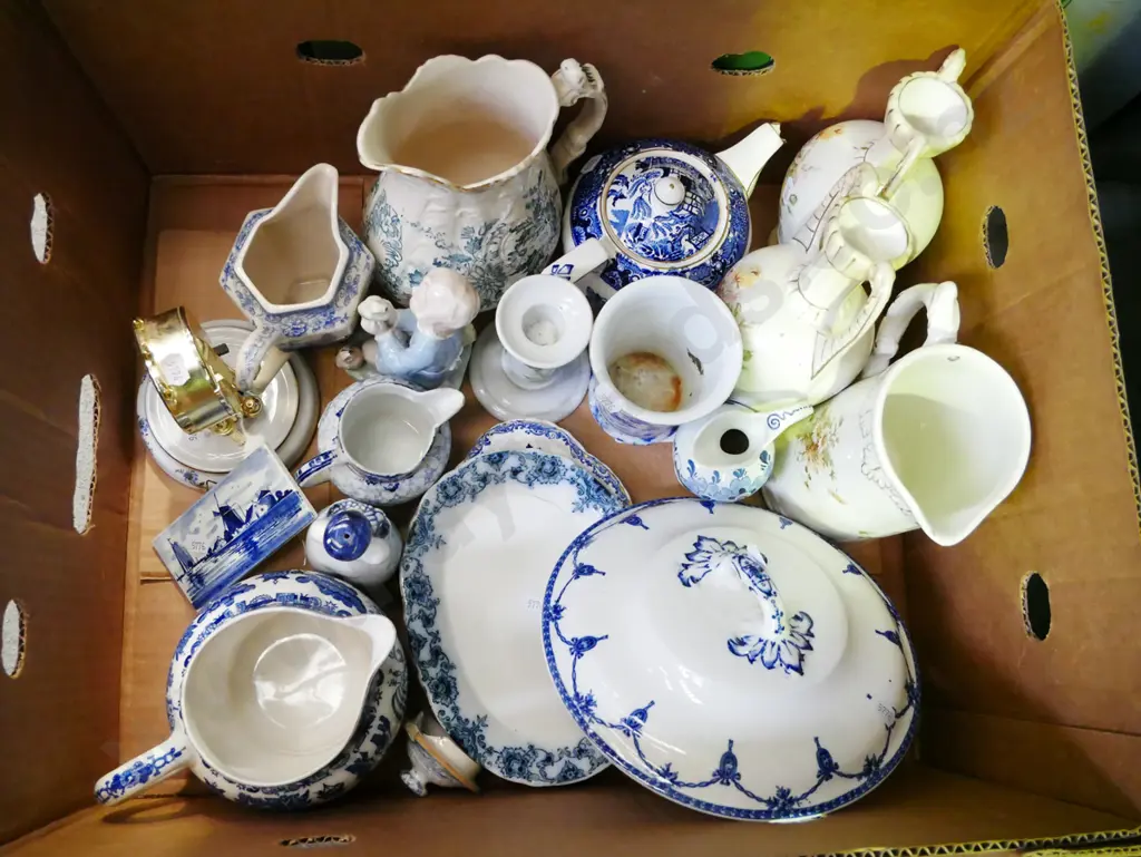 box; vases, jugs, part anniversary clock etc Image 1++