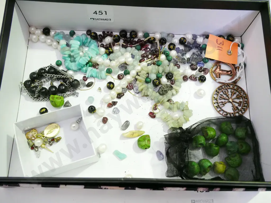 tray of various beads, stud earrings Image 1++