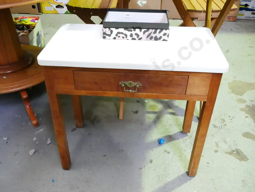 small cut down uneven single drawer hall table H-540 W-600 D-330 Image 1++