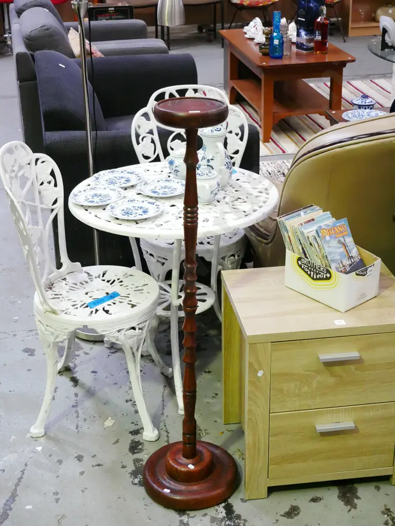 turned wooden jardiniere stand H-1110 Image 1++