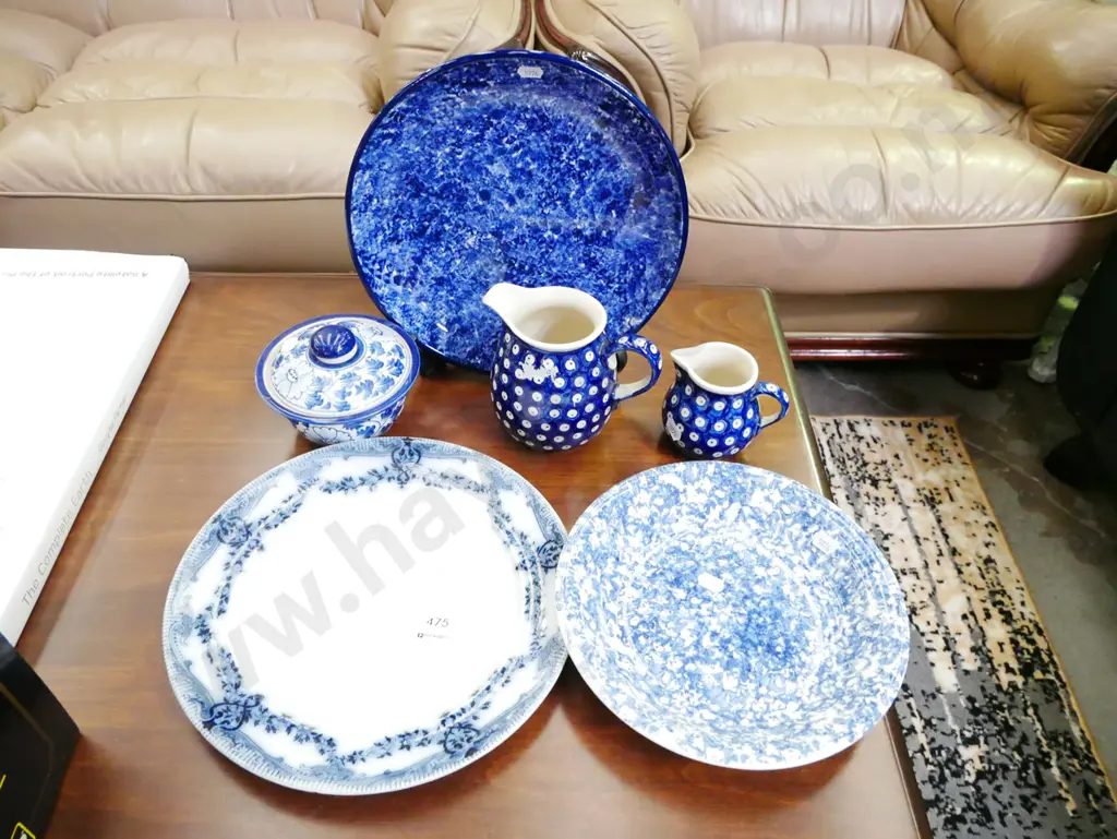blue and white plate, canister, bowl, jug Image 1++