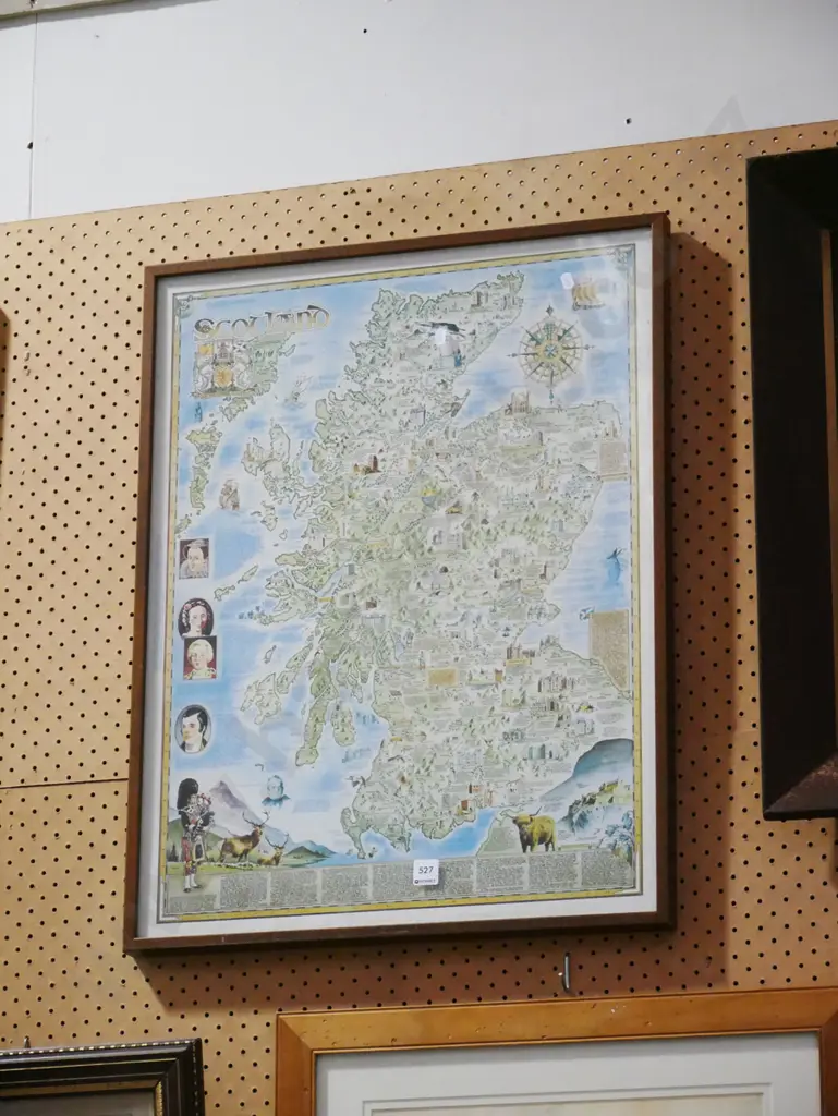 framed illustrated map of Scotland Image 1++