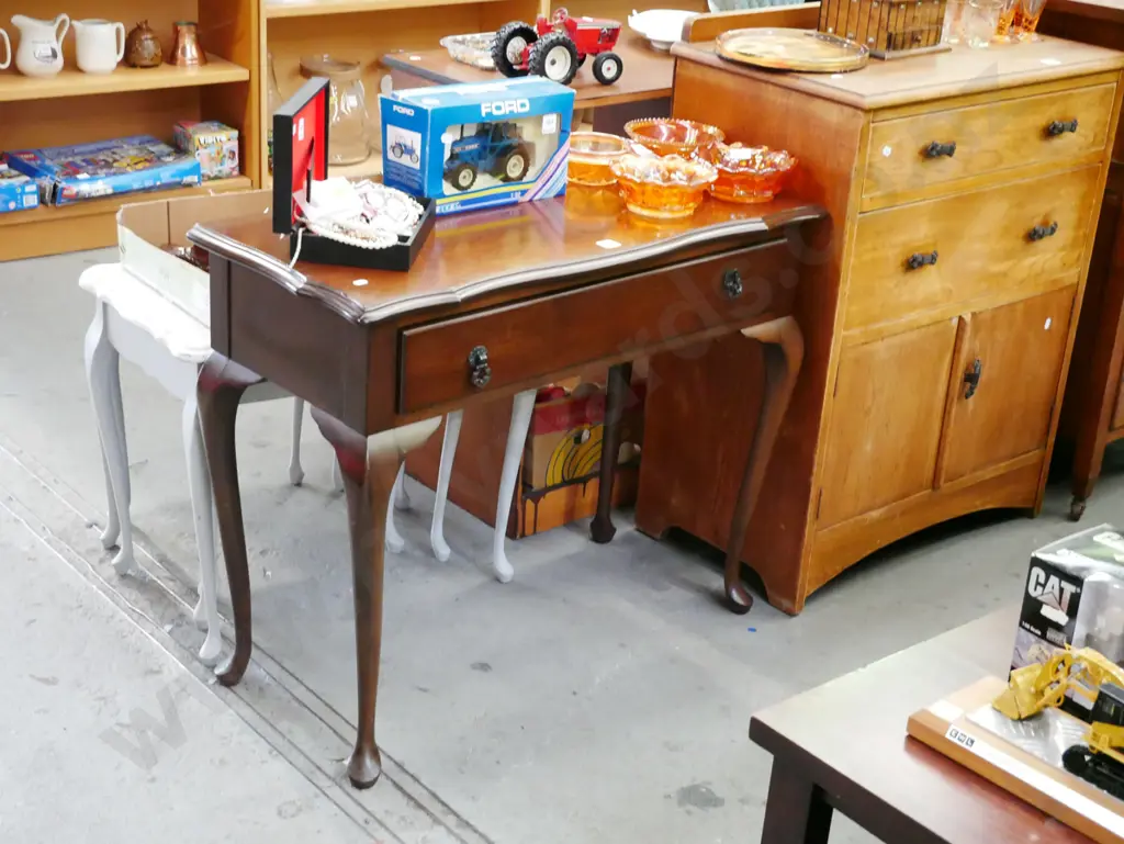 mahogany cab leg single drawer hall table H-685 W-860 D-380 Image 1++
