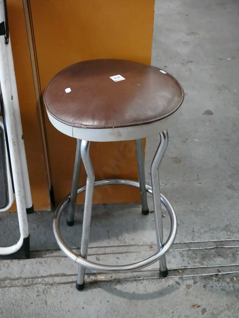 chrome and vinyl stool Image 1++