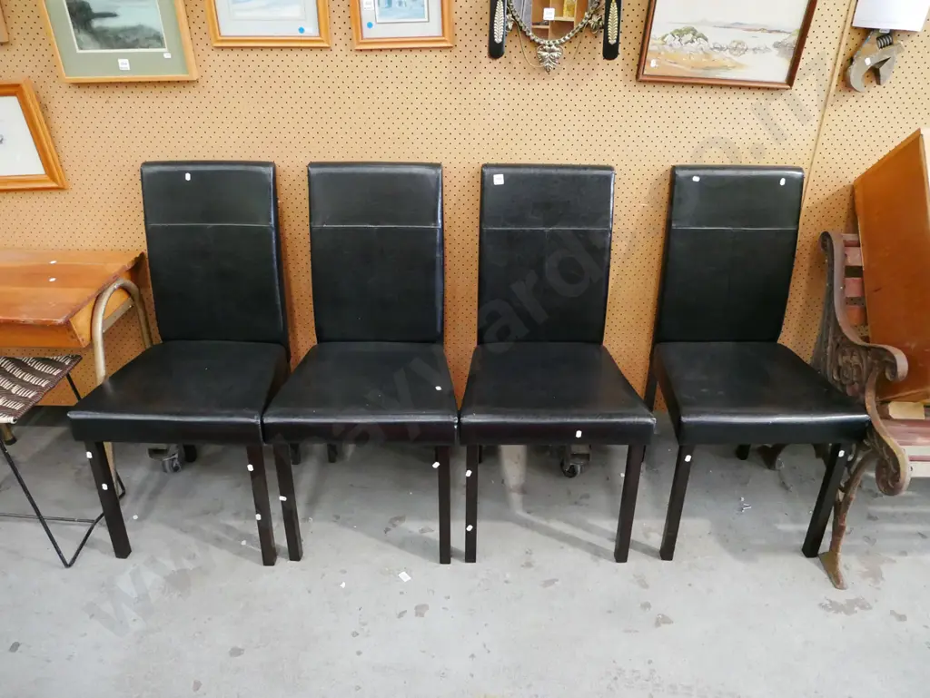 4x black vinyl dining chairs Image 1++