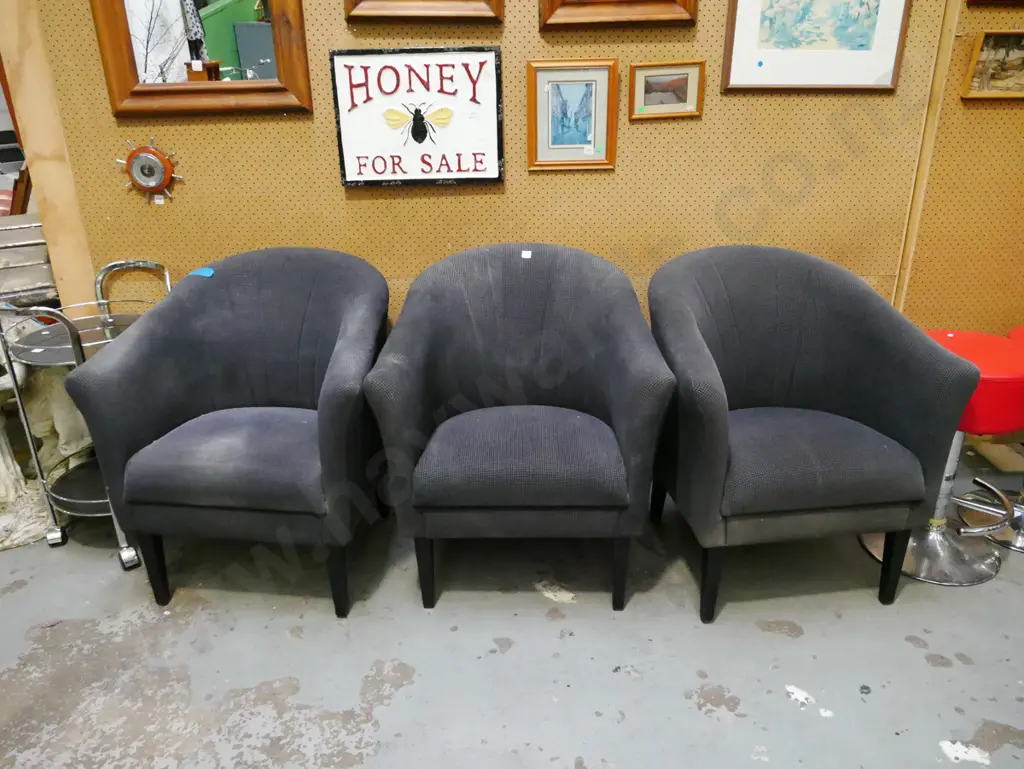 3x charcoal tub chairs Image 1++