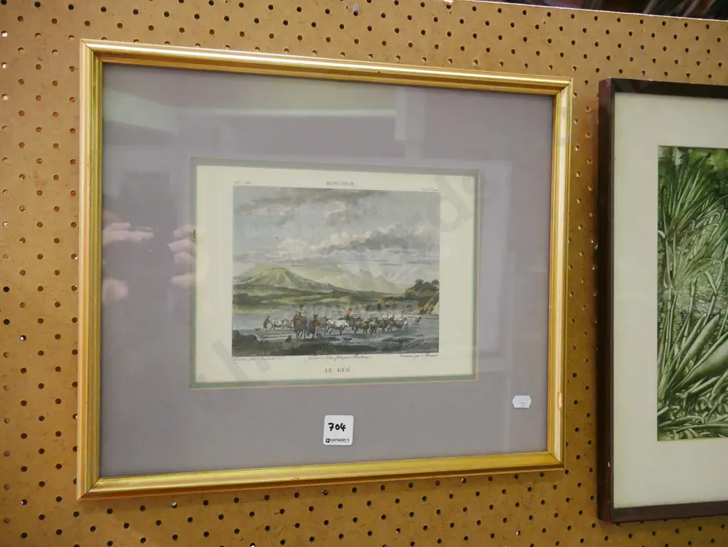 framed etching - cattle fording stream Image 1++