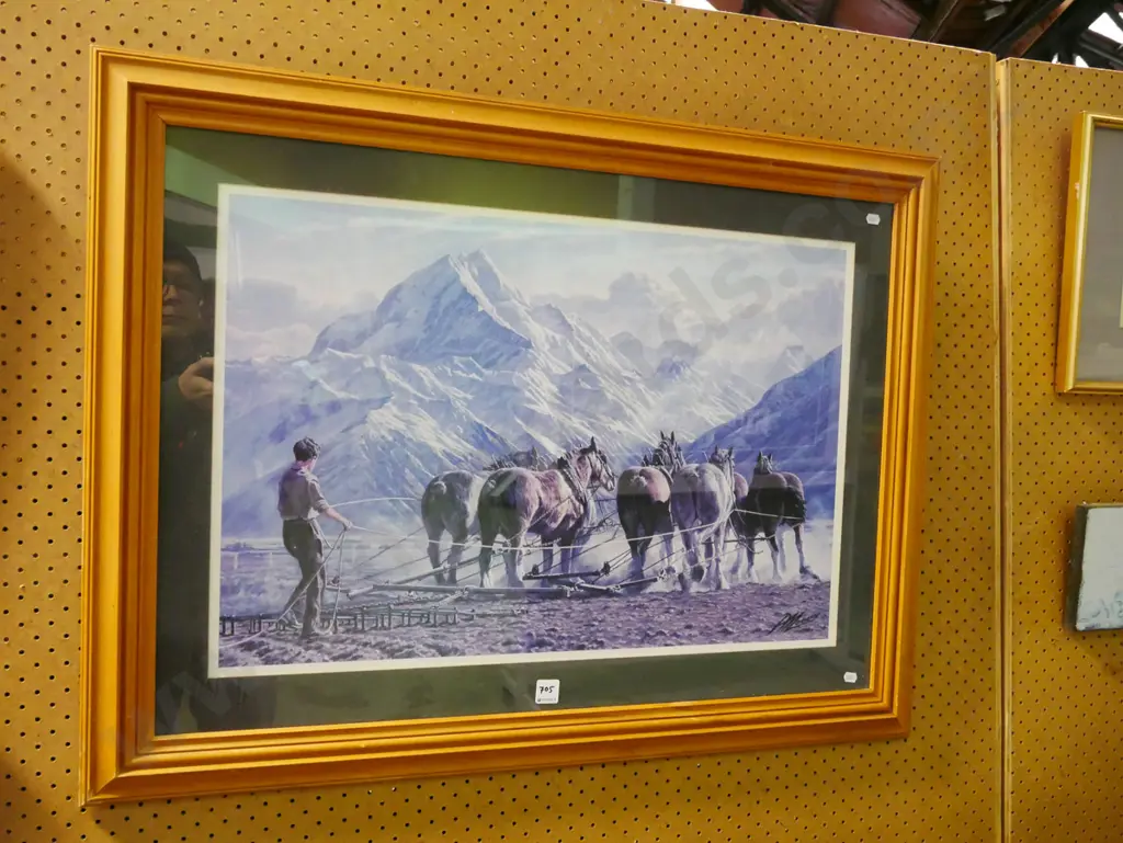 framed print - horses tilling field Image 1++