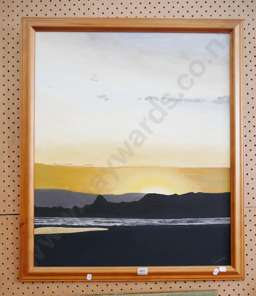 K. Gourley - framed  oil - sunset Image 1++