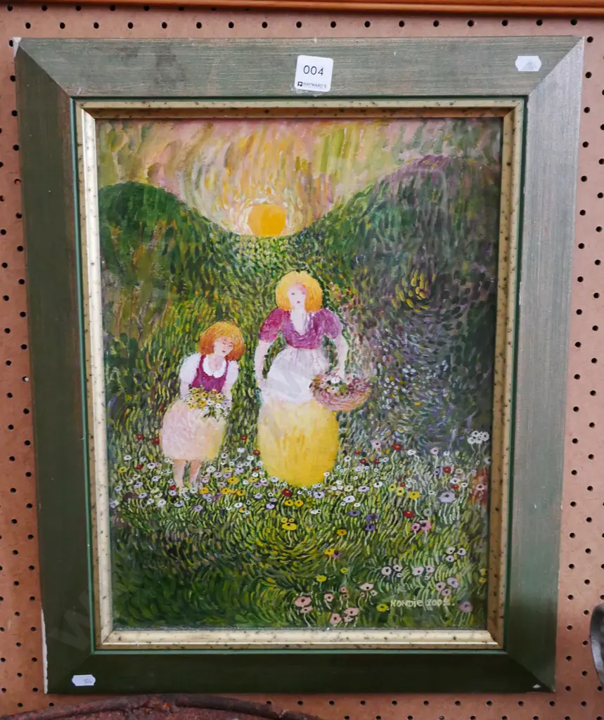framed oil - picking flowers Image 1++