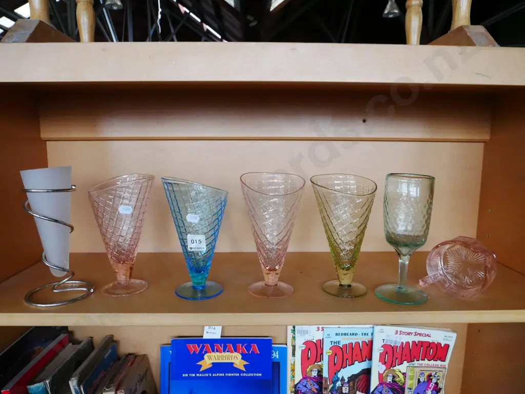 shelf of glassware - parfait glasses, vases etc Image 1++