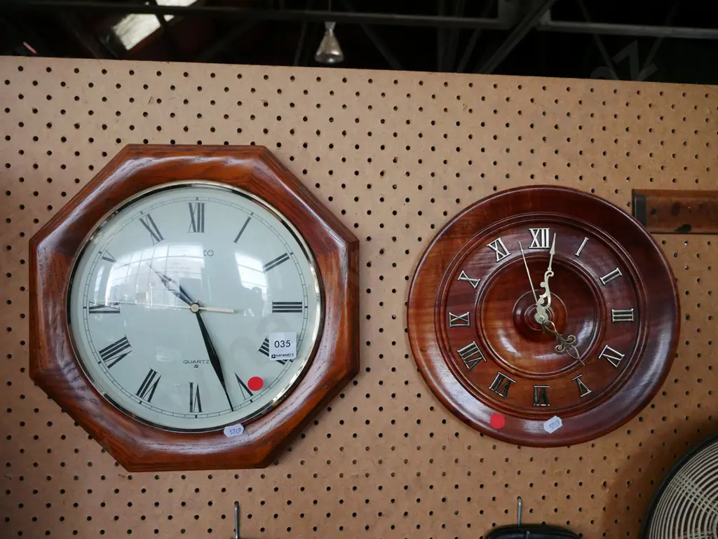 2x wall clocks - red dots Image 1++