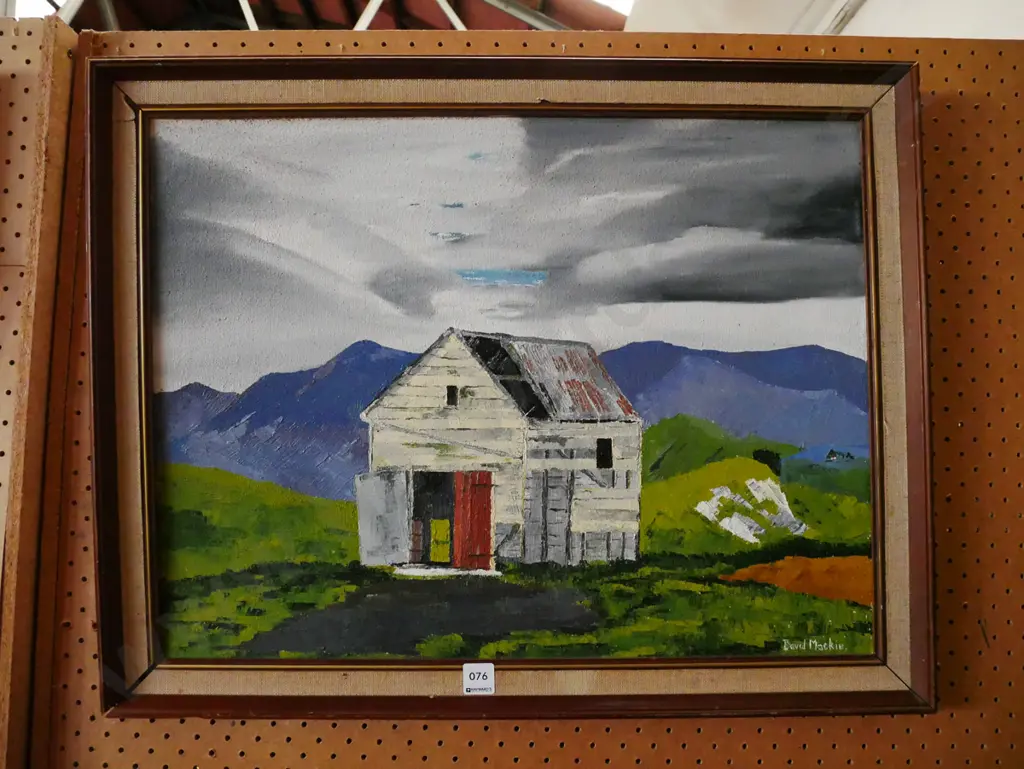 David Mackie - framed oil - old farm shed Image 1++