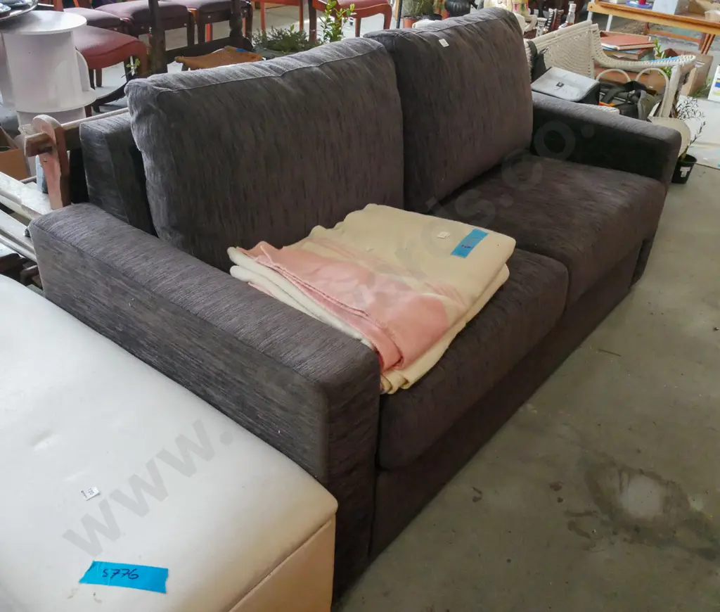 charcoal upholstered 2 seater settee Image 1++