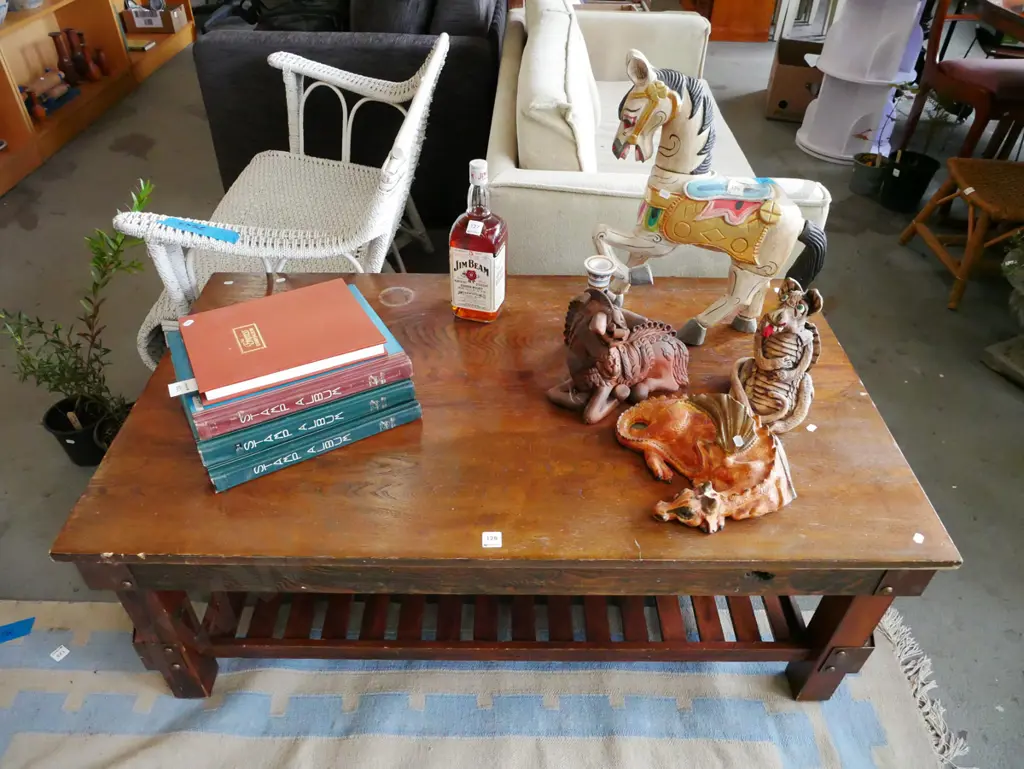restorer's oregon and veneer coffee table H-455 W-1200 D-700 Image 1++