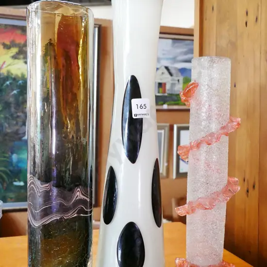 3x glass vases Tallest H-390