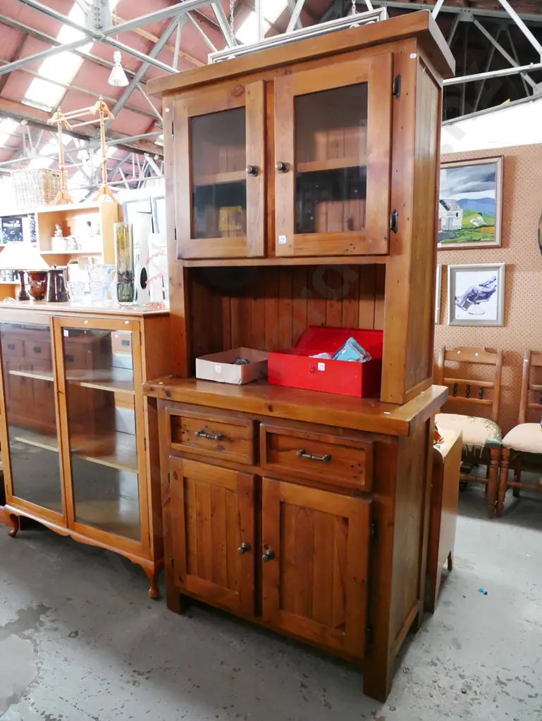 solid pine 2 door 2 drawer cabinet with bevelled edge doors H-2050 W-1000 D-500 Image 1++