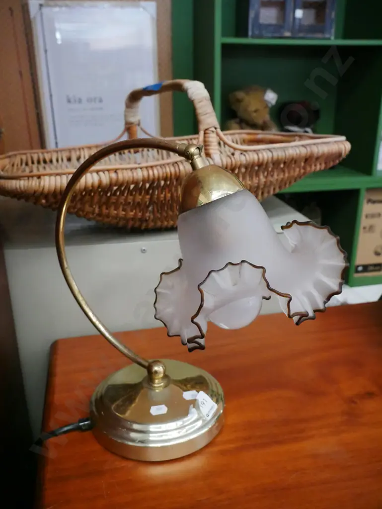 brass and frilled glass desk lamp Image 1++