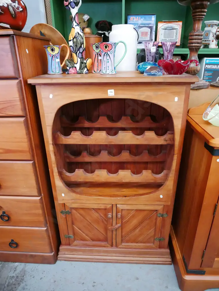 rimu 2 door cupboard/wine rack H-1010 W-700 D-330 Image 1++