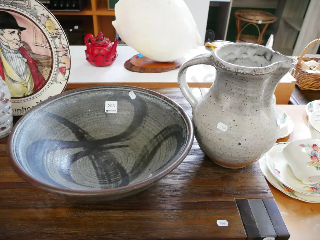 studio pottery water jug, fruit Diam-300 Image 1++