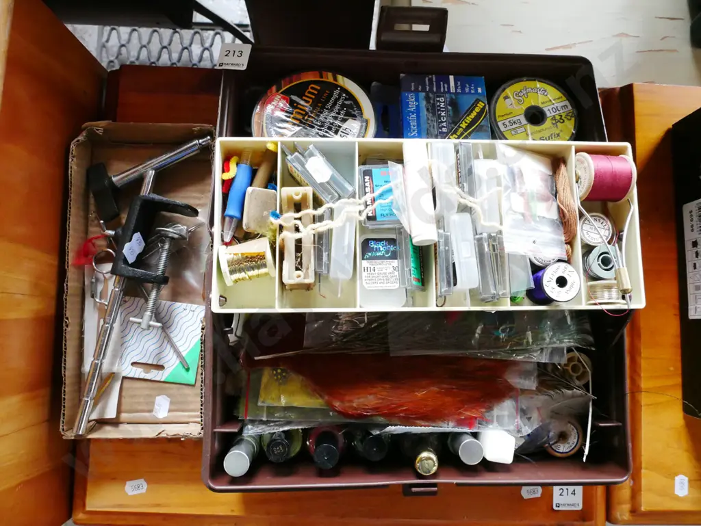 tackle box; lines, hooks, fly tieing equipment etc Image 1++