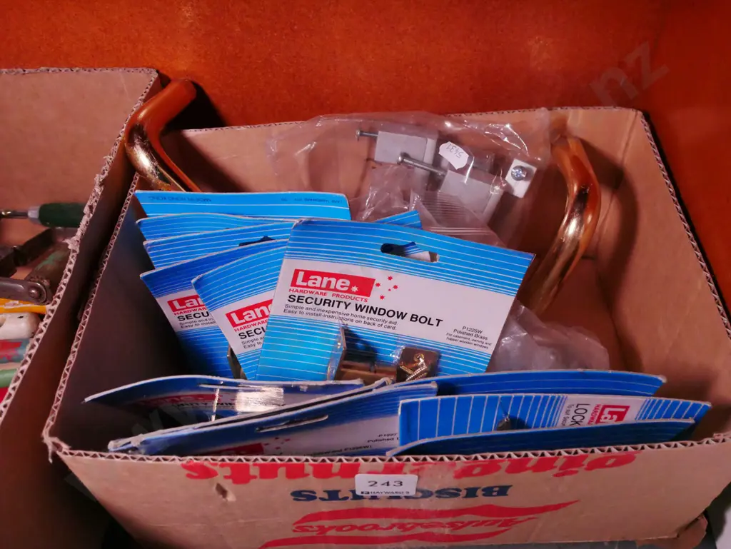 box; security window bolts, cupboard handles etc Image 1++