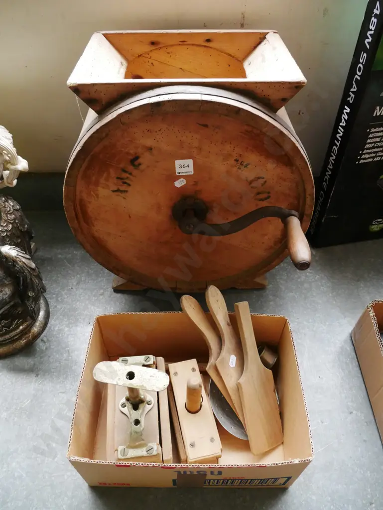 vintage butter churn (some borer)  and accessories Image 1++