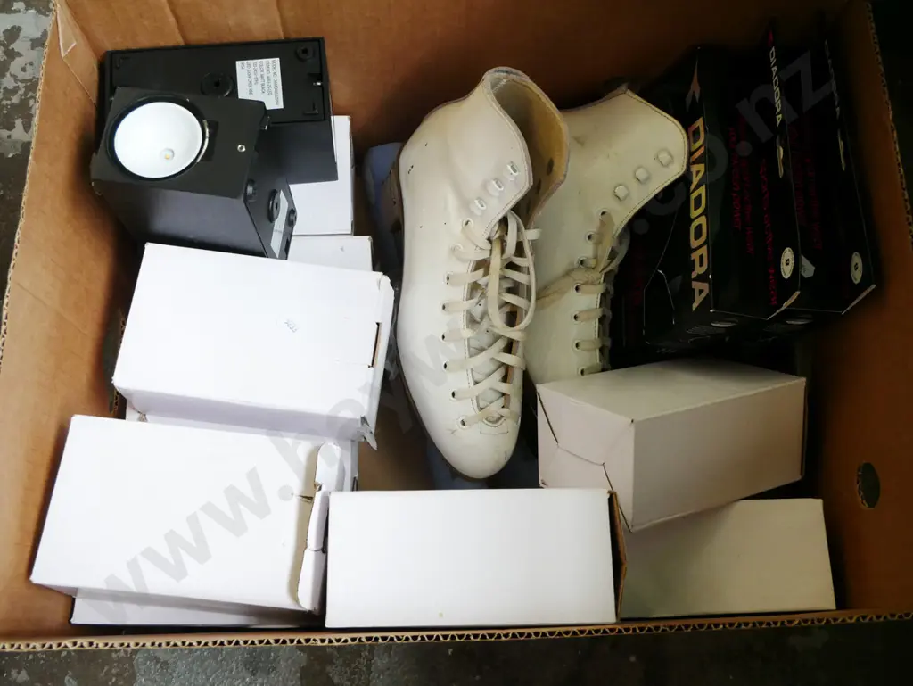 box; ice skates, womens active wear, various LED display lights Image 1++