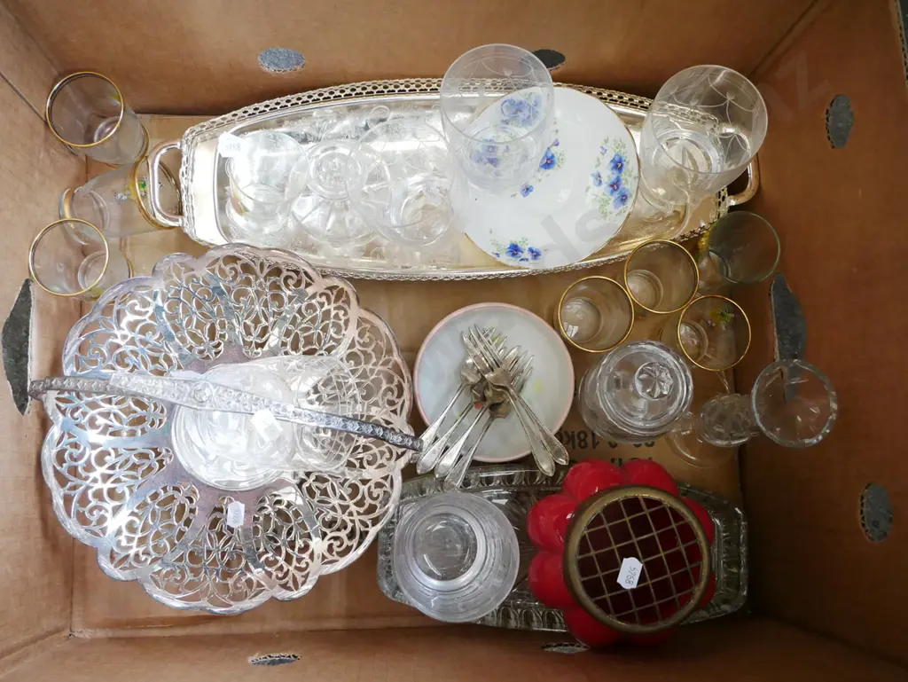 box; cut crystal tumblers, vases, plates, forks etc Image 1++
