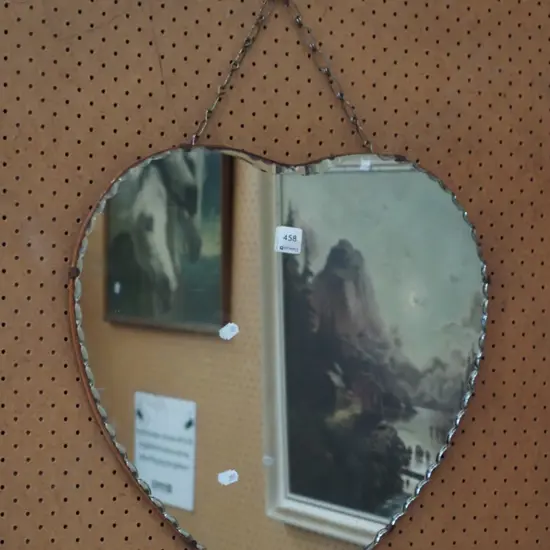 deco heart shaped wall mirror