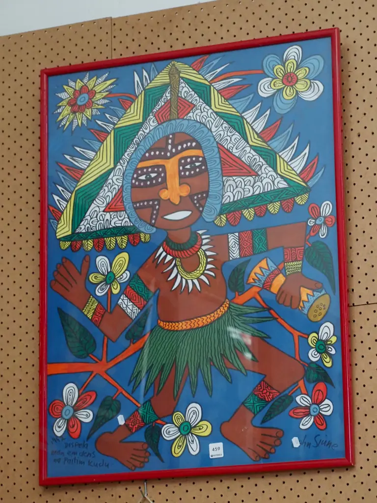 framed watercolour - tribal man Image 1++