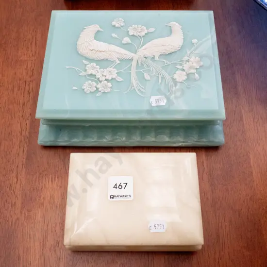 Marlstone pheasant jewellery  box,  alabaster jewellery box