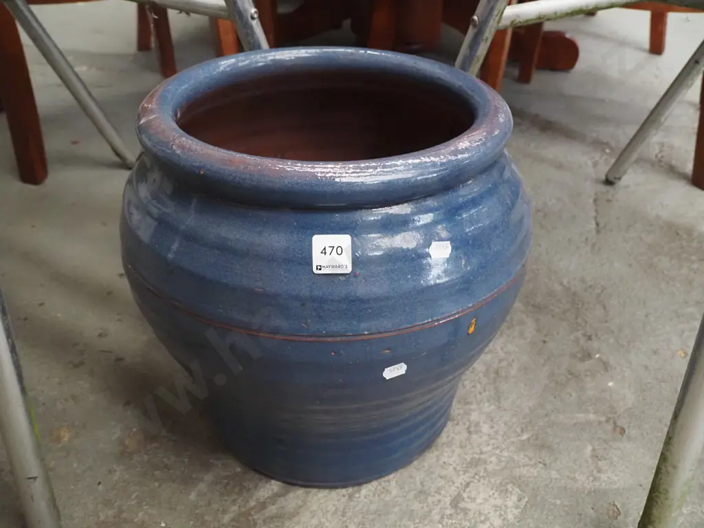 blue glazed garden planter H-320 Image 1++
