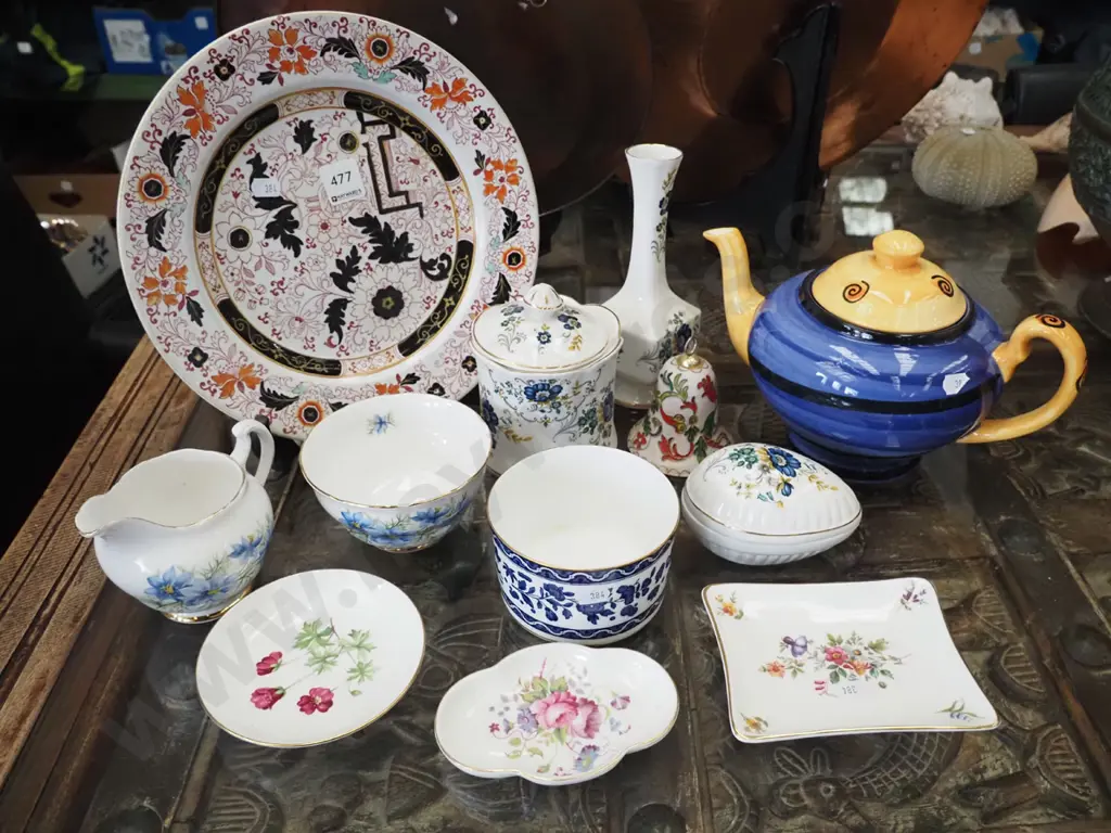 studio pottery teapot, vases, floral canister, ceramic bell, Royal Doulton sugar etc Image 1++