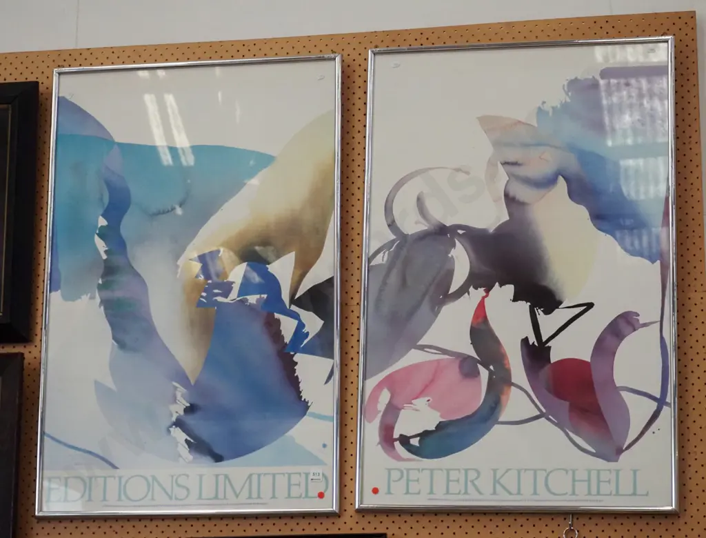 2x framed Editions Ltd 1980s prints - red dots Image 1++
