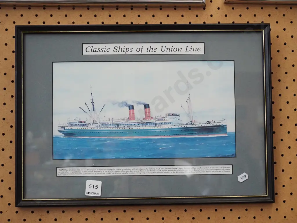framed print - Classic Ships of the Union Line - the Wahine Image 1++